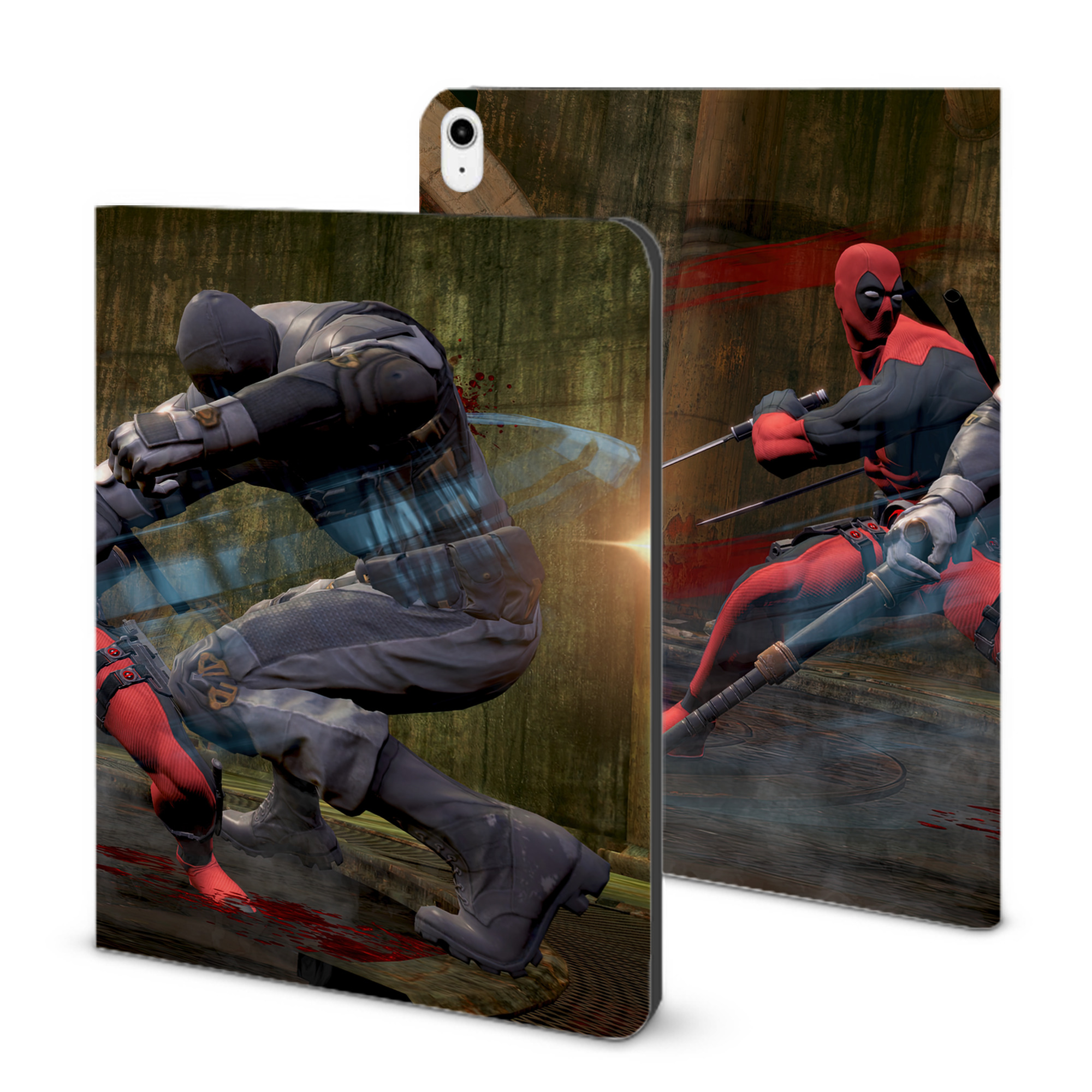 （画像用） Deadpool デッドプール IPadケース ペンホルダー付き ブックスタイルデザイン